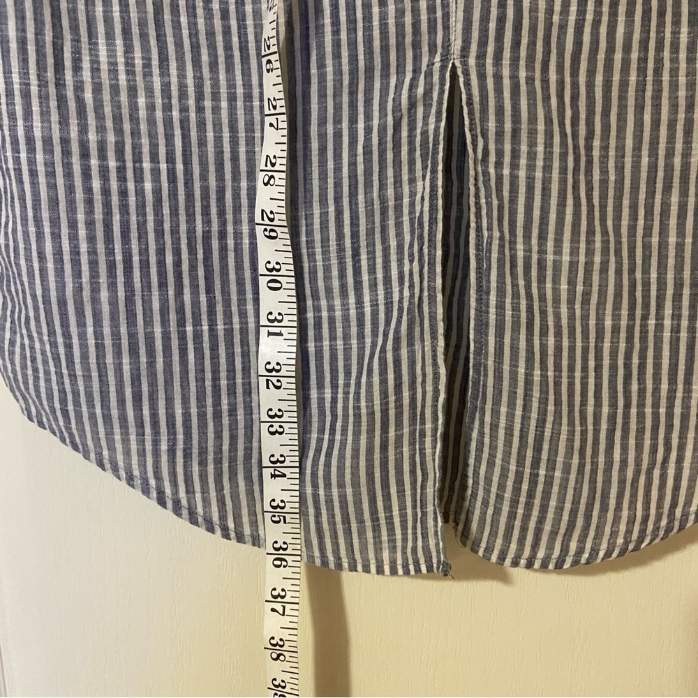 Gray and Blue Striped Layered Shirt Dress - Picture 7 of 8